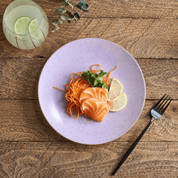 9" Granite Purple Elegant Plastic Plates - 30-Pack - Wichita Home Outlet