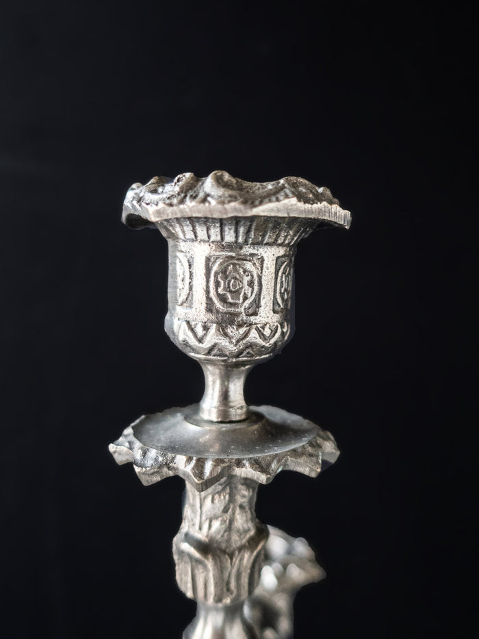 Huge Silver Tone Candelabra Rococo 4 Light Candelabra Candle Holder 18" Candles And Candelabra