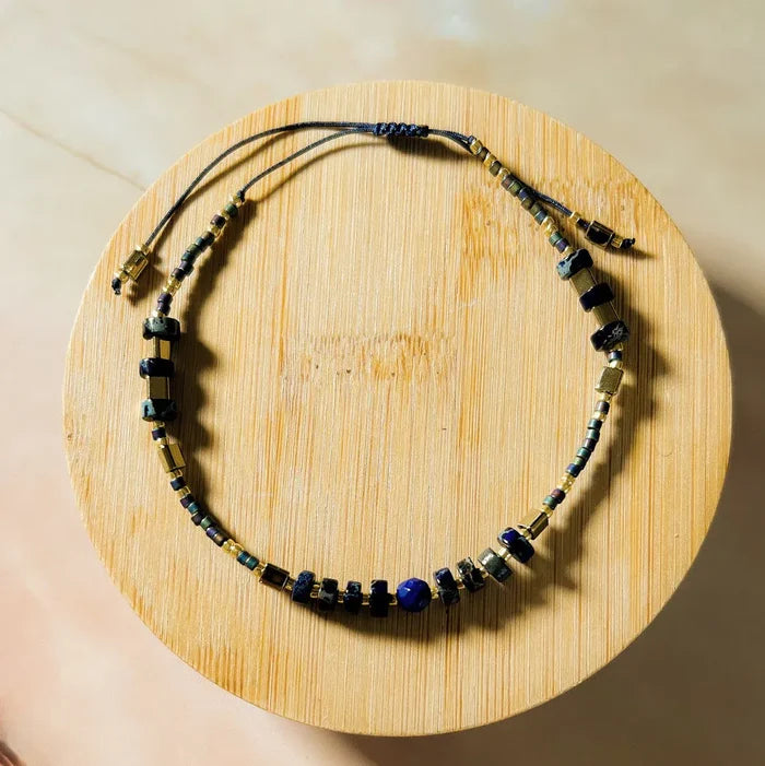 Jasmine Jasper and Seed Beaded Bracelet in Cobalt Jasmine Jasper and Seed Beaded Bracelet in Cobalt Bracelet