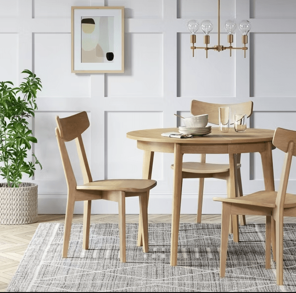 Mid-Century Round 40 - 52" Dining Table - Natural Color - Wichita Home Outlet