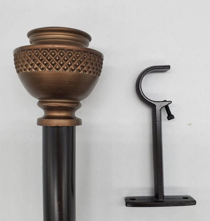 Textured Urn 1" Adjustable Curtain Rod, Bronze, 36" - 72" - Wichita Home Outlet