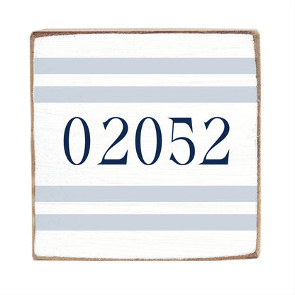 06410 Blue Stripes Block Sign Rustic Marlin Blue Stripes Wood Block Sign | Artisan Home Decor Gift Home