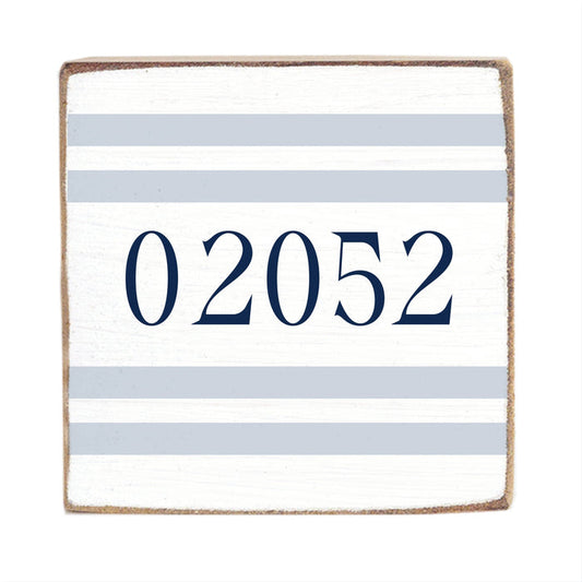 06410 Blue Stripes Block Sign Rustic Marlin Blue Stripes Wood Block Sign | Artisan Home Decor Gift Home