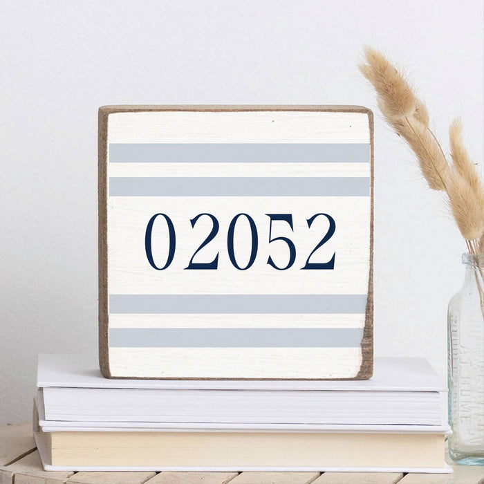 06410 Blue Stripes Block Sign Rustic Marlin Blue Stripes Wood Block Sign | Artisan Home Decor Gift Home