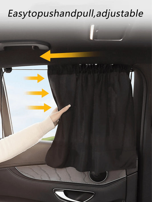 1/2/4pcs Black Matte Mesh Car Sun Shades With Suction Cups, Thickened Fabric For Heat Insulation And UV Protection, Adjustable Privacy, Lightweight And Breathable, Easy Installation, Suitable For Seda