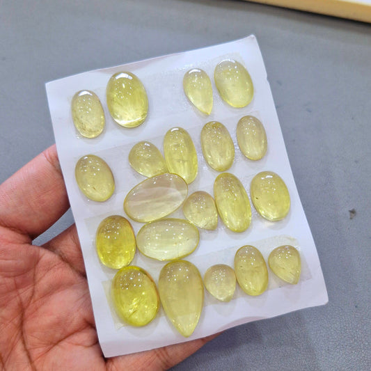 1 Card Of Natural Lemon Quartz Cabochon Gemstone  | Size: 13-27mm - The LabradoriteKing