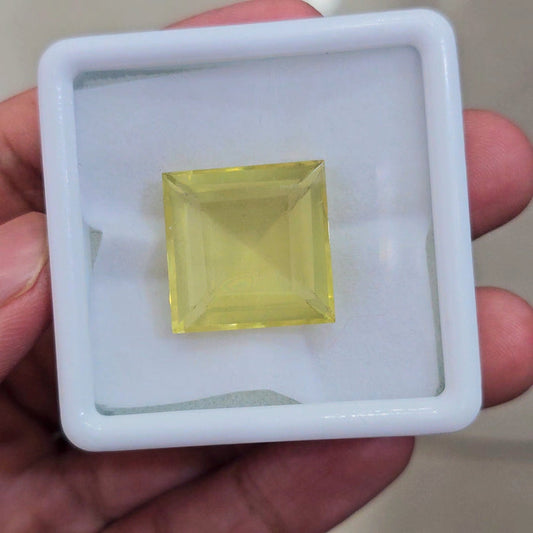 1 Pcs Of Natural Lemon Quartz Faceted | Square | Size: 20mm - The LabradoriteKing
