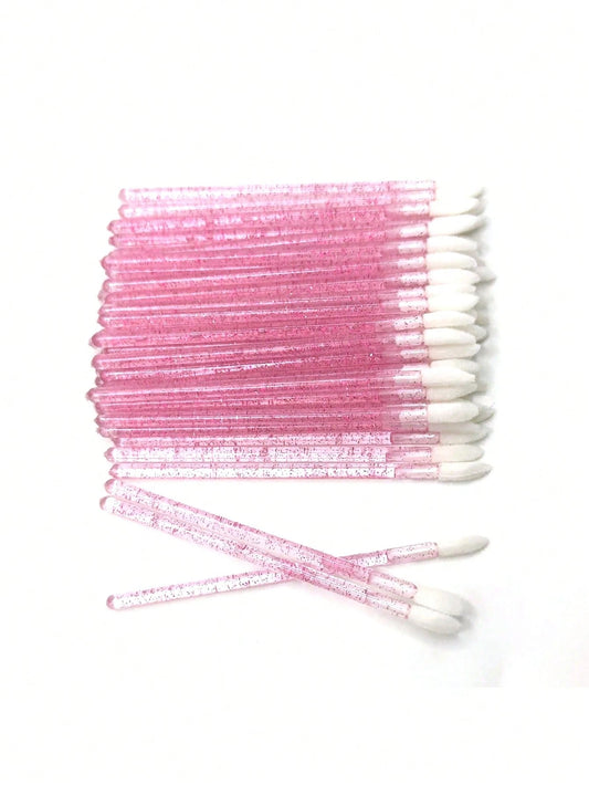 100pcs/50pcs/25pcs Professional Lip And Eyelash Brushes- High-Quality Disposable, Sparkling Crystal Lashes, Ultra-Fine Micro Brushes For Precise Eyelash Extension Applicator And Gentle Makeup Cleaner