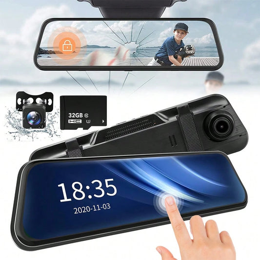 1080P Full HD Dash Cam, Triple Lens Rear View Mirror Car Recorder, Super Night Vision 24H Parking Monitor, Waterproof Rear Camera G-Sensor, Universal Car DVR With Memory Card Included