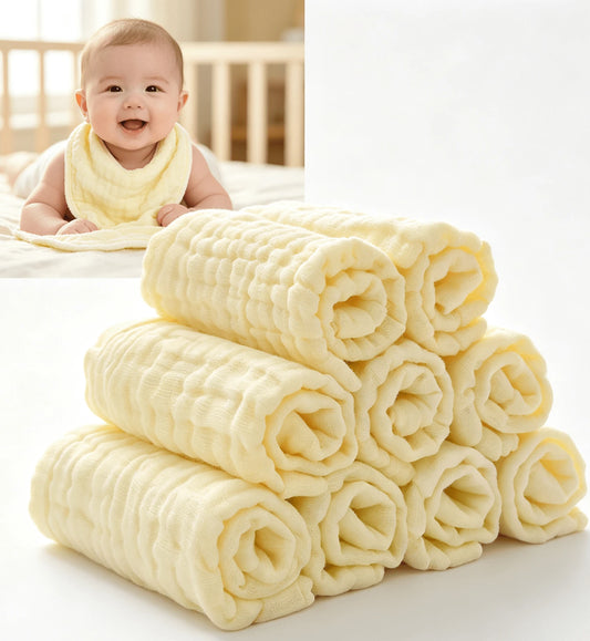 10pcs Muslin Washcloths- Soft Face Cloths For Newborn, Absorbent Bath Face Towels, Wipes, Burp Cloths, Baby Registry