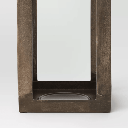 29" x 9" Pillar Cast Aluminum Lantern Candle Holder - Gold - Wichita Home Outlet