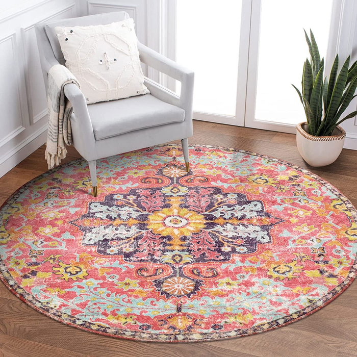 3' Round Bohemian Medallion Rug - Red - Wichita Home Outlet