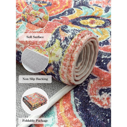 3' Round Bohemian Medallion Rug - Red - Wichita Home Outlet