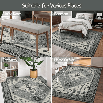 4' x 6' Boho Tribal Area Rug - Gray - Wichita Home Outlet