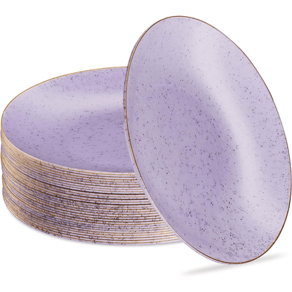 9" Granite Purple Elegant Plastic Plates - 30-Pack - Wichita Home Outlet