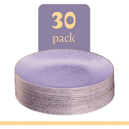 9" Granite Purple Elegant Plastic Plates - 30-Pack - Wichita Home Outlet