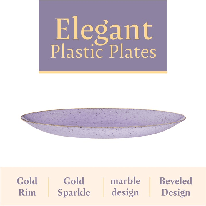 9" Granite Purple Elegant Plastic Plates - 30-Pack - Wichita Home Outlet