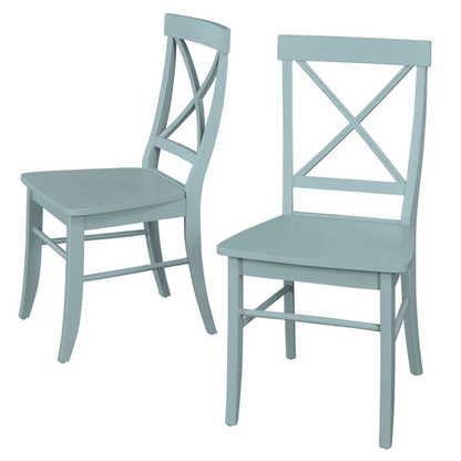 Albury Back Solid Wood Dining Chairs - Blue (Set of 2) - Wichita Home Outlet