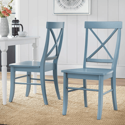 Albury Back Solid Wood Dining Chairs - Blue (Set of 2) - Wichita Home Outlet