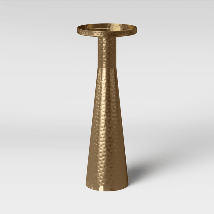 Alester Round Hammered Metal Drink Table Brass - Threshold - Wichita Home Outlet