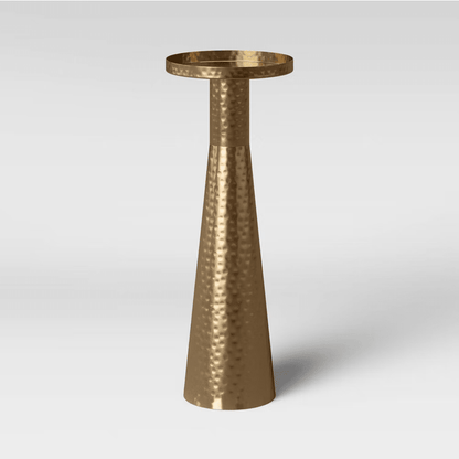 Alester Round Hammered Metal Drink Table Brass - Threshold - Wichita Home Outlet