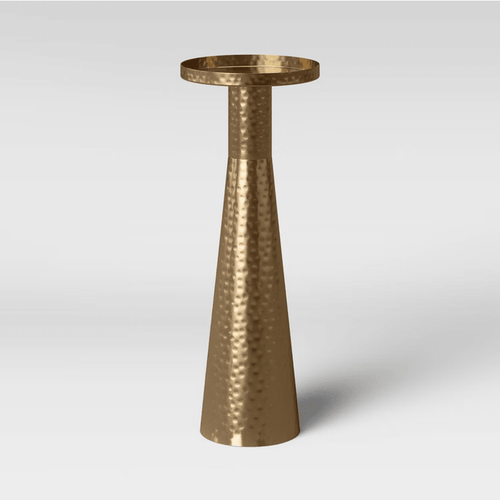 Alester Round Hammered Metal Drink Table Brass - Threshold - Wichita Home Outlet