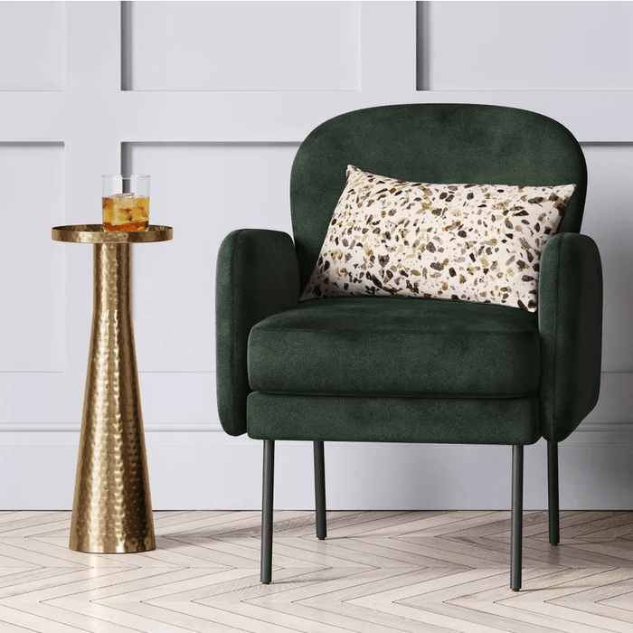 Alester Round Hammered Metal Drink Table Brass - Threshold - Wichita Home Outlet