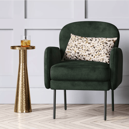 Alester Round Hammered Metal Drink Table Brass - Threshold - Wichita Home Outlet