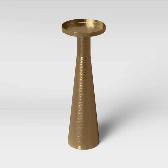 Alester Round Hammered Metal Drink Table Brass - Threshold - Wichita Home Outlet