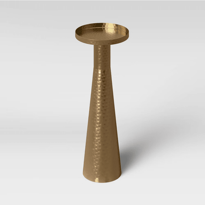 Alester Round Hammered Metal Drink Table Brass - Threshold - Wichita Home Outlet