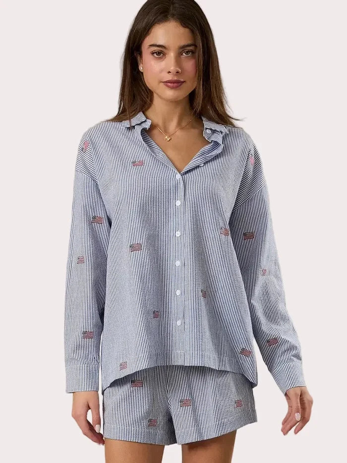 Americana Flag Button Down Top Americana Flag Button Down Top Tops
