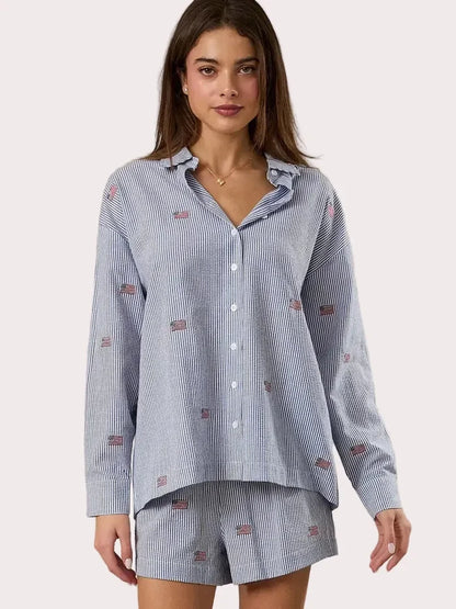 Americana Flag Button Down Top Americana Flag Button Down Top Tops