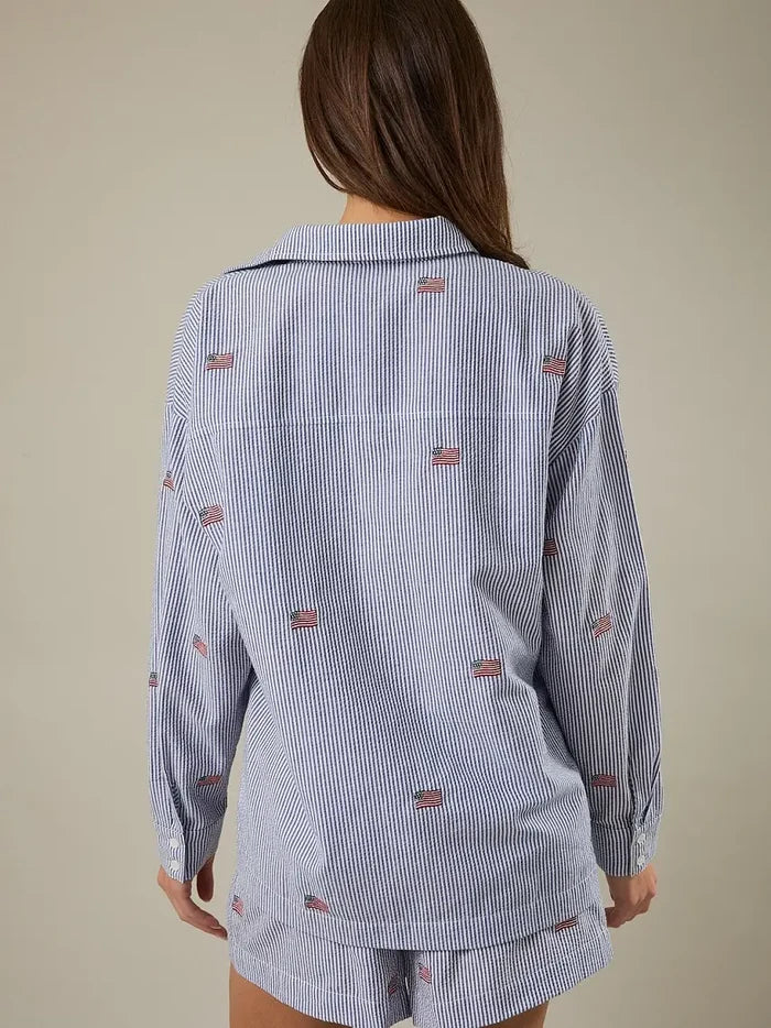 Americana Flag Button Down Top Americana Flag Button Down Top Tops