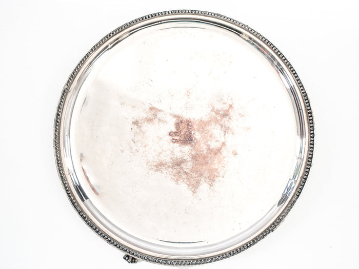 Antique Old Sheffield Plate Salver Serving Tray With Armorial Engraving Georgian Late 1700's