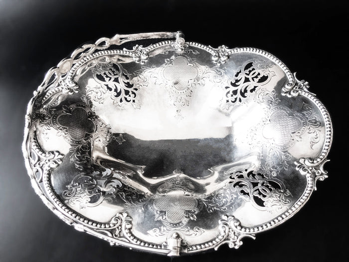 Antique Silver Plate Bride Basket England Hawksworth Eyre & Co Trays & Platters