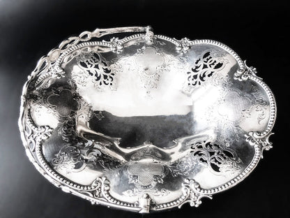 Antique Silver Plate Bride Basket England Hawksworth Eyre & Co Trays & Platters