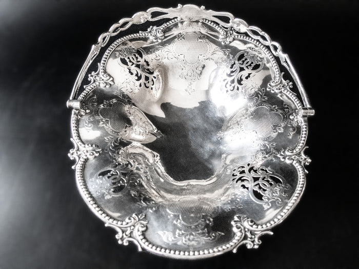 Antique Silver Plate Bride Basket England Hawksworth Eyre & Co Trays & Platters