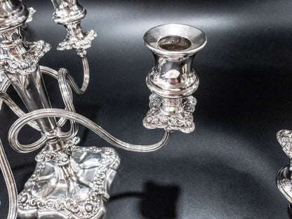 Antique Silver Plate Candelabra Candle Holders Set Of 3 Candelabras