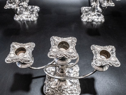 Antique Silver Plate Candelabra Candle Holders Set Of 3 Candelabras