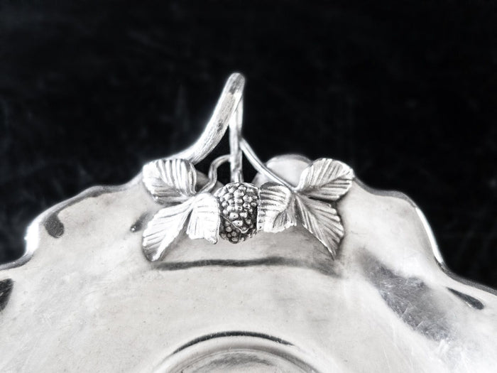 Antique Silver Plate Candy Dish With Figural Leaves And Berries EG Webster & Son