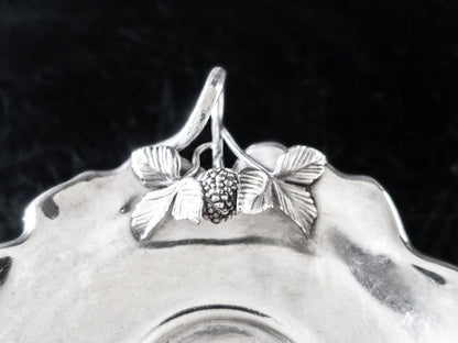 Antique Silver Plate Candy Dish With Figural Leaves And Berries EG Webster & Son