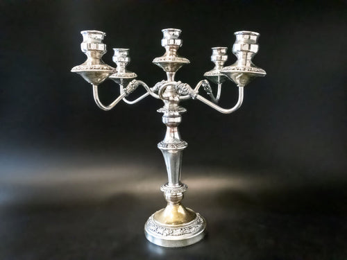 Antique Silver Plate Convertible Candelabra Candle Holder 5 Light Tall Candles And Candelabra