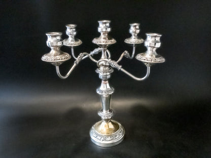 Antique Silver Plate Convertible Candelabra Candle Holder 5 Light Tall Candles And Candelabra