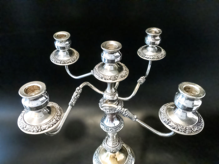 Antique Silver Plate Convertible Candelabra Candle Holder 5 Light Tall Candles And Candelabra