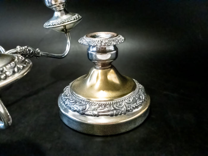 Antique Silver Plate Convertible Candelabra Candle Holder 5 Light Tall Candles And Candelabra