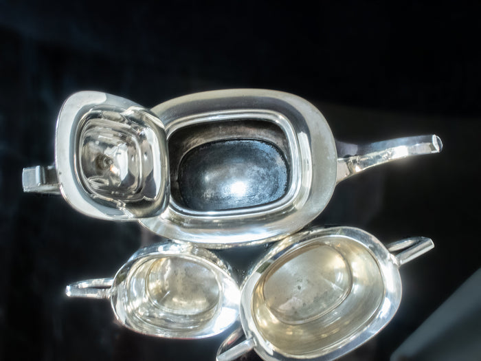 Antique Silver Plate Edwardian Art Deco Tea Set Hard Soldered Set