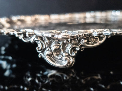 Antique Silver Plate Serving Tray Ornate Chippendale Rim Serving Trays