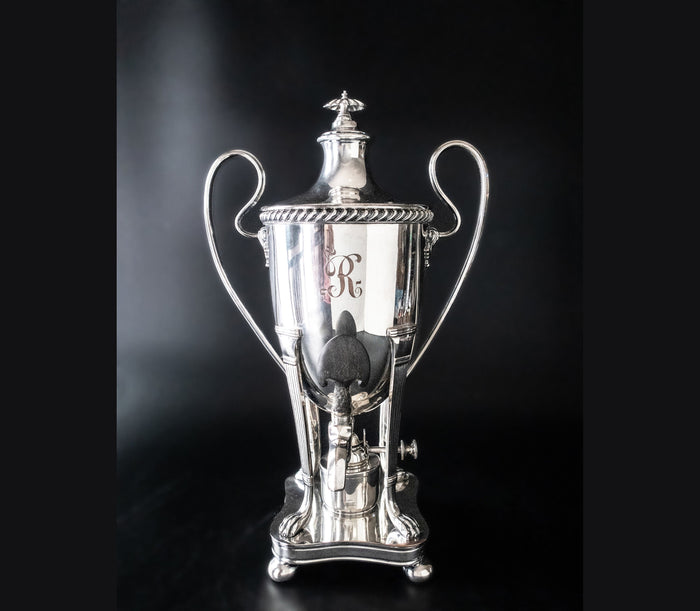 Antique Silver Plate Tea Coffee Urn With Lion Feet Tea Sets