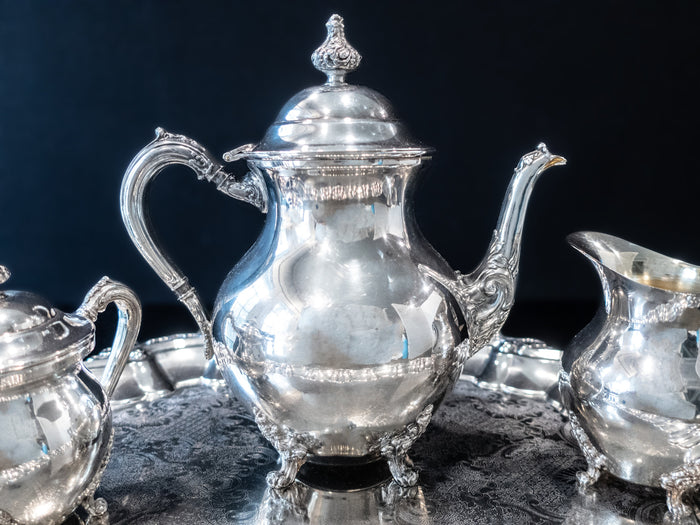 Antique Silver Plate Tea Set Sheets Silverplate Co 1875 Serving Trays