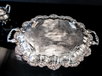 Antique Silver Plate Tea Set Sheets Silverplate Co 1875 Serving Trays
